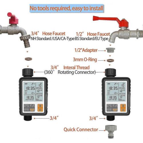Irrigation Computer Water Timer Garden Timer Irrigation, Large 3-inch Display Rain Delay And Child Safety 2