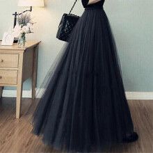 (100cm) Black Mesh Skirt Mid-length Women's Sweet High-waisted A-line Skirt Tulle Skirt Mid-length Skirt