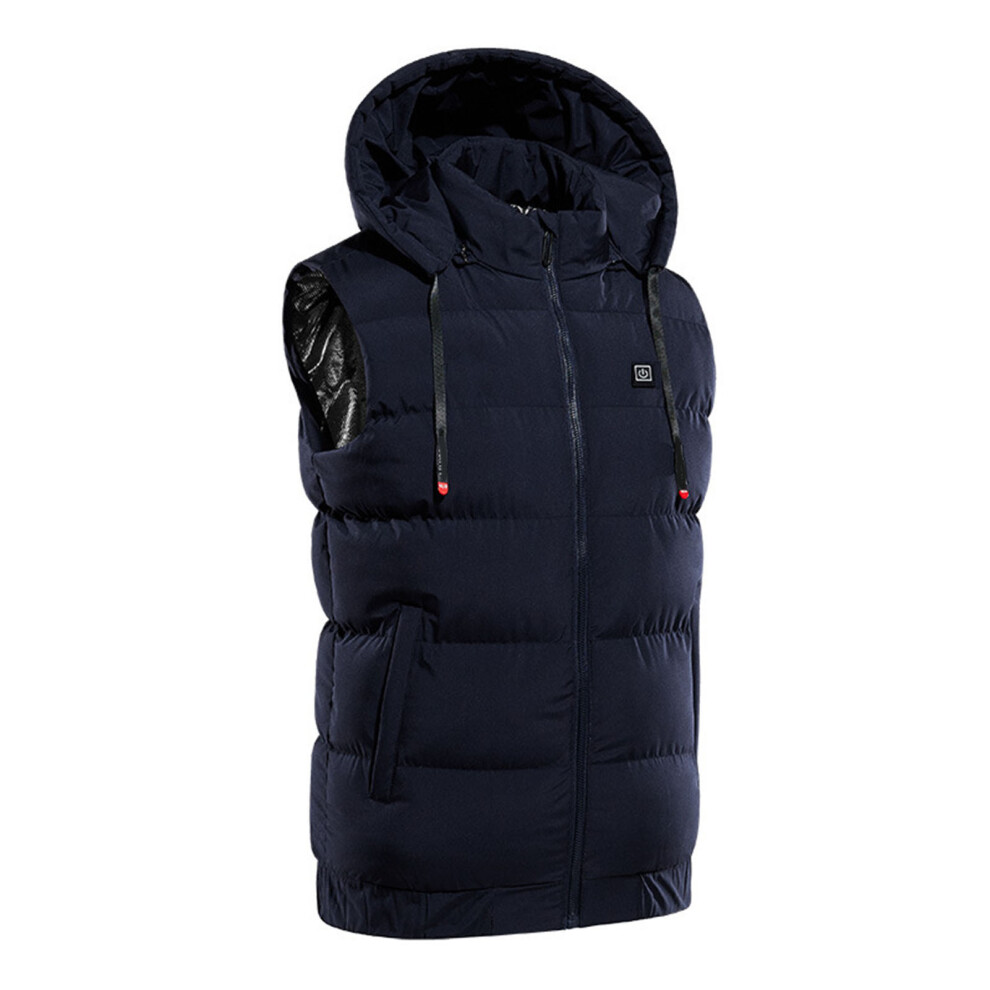 Electric Heating Vest USB 9 Heating Zones Sleeveless Hooded Full Zip Lightweight Heated Vest Dark Blue XL