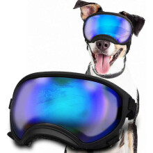 (Black frame x blue glass) Dog Goggles Dog Uv Protection Sunglasses With Adjustable Strap Dogs Windproof Anti-fog Outdoor Pet Glasses