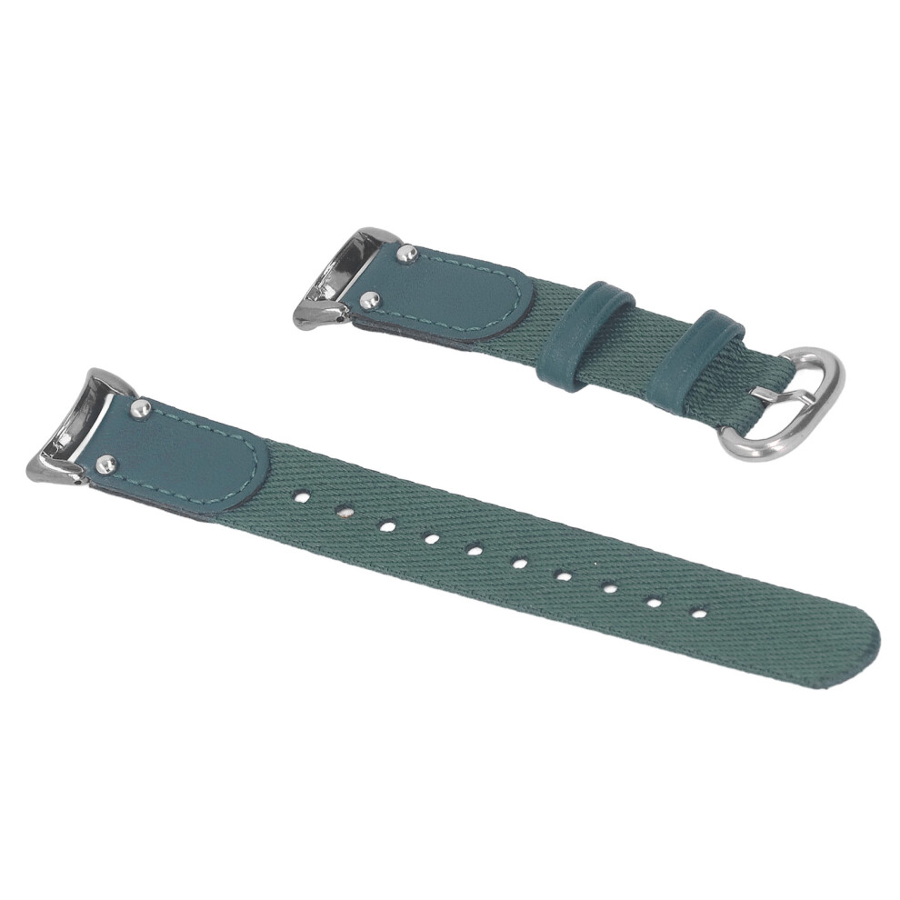 Soft Canvas Pu Leather Sports Watch Strap Breathable Replacement Wristband Fit For Mi Band 8 Nfc Olive Green 7651314745717