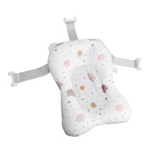 Soft Baby Bath Support Cushion Pad Cute Cartoon Bear Pattern Newborn Bathtub Floating Pillow Mat White