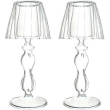 2pcs Light Shape Glass Tea Light Holder, Crystal Candle Holder Centerpiece, Party Wedding Dinner Coffee Cup Decoration, Light Shape