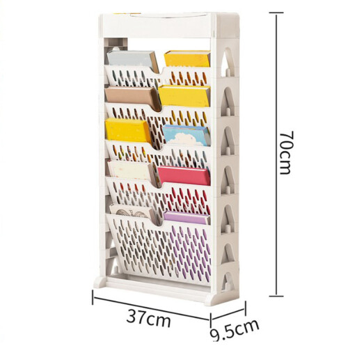 Bookshelf Multipurpose Simple Style Large Capacity Single Row Space Saving Multilayer Book Storage Shelf Five Layers Bookshelf White 1