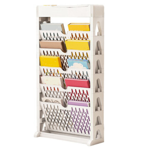 Bookshelf Multipurpose Simple Style Large Capacity Single Row Space Saving Multilayer Book Storage Shelf Five Layers Bookshelf White 2