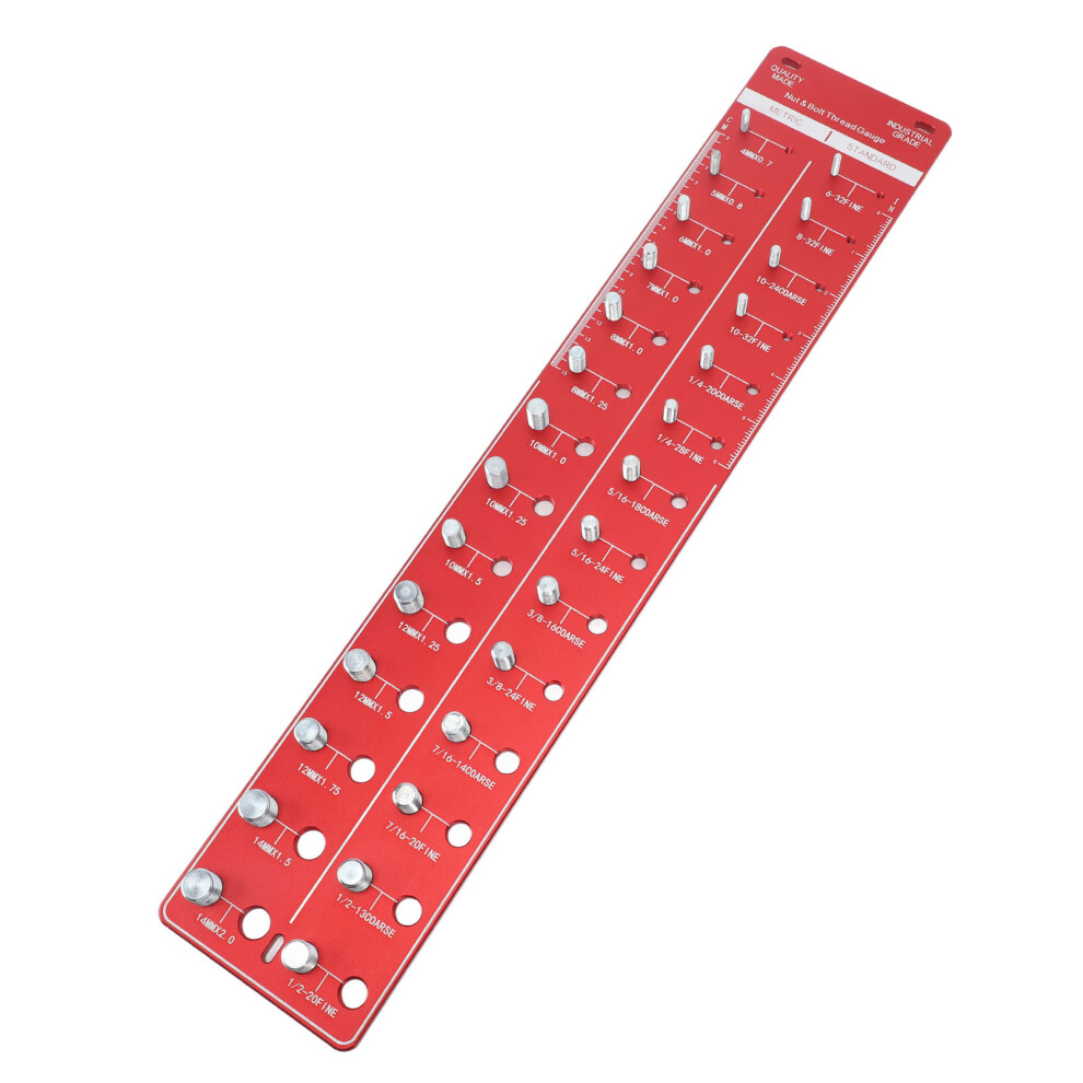Bolt And Nut Identifier Gauge 10B21 Carbon Steel High Accuracy Nut And Bolt Thread Checker For Detecting Fixed Bolts Red 55X11cm 4341314749312