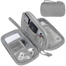 (Grey) Electronic Organizer,travel Cable Organizer Bag Pouch,double Layers