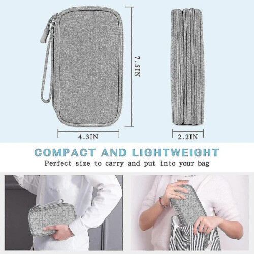 (Grey) Electronic Organizer,travel Cable Organizer Bag Pouch,double Layers 1