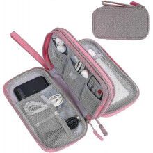 (Pink) Electronic Organizer,travel Cable Organizer Bag Pouch,double Layers
