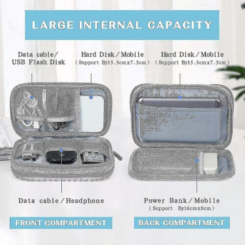 (Grey) Electronic Organizer,travel Cable Organizer Bag Pouch,double Layers 2