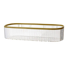 Plastic Wall Mount Organizer Punch Free Transparent White Adhesive Clear Organizer for Bathroom Kitchen Living Room
