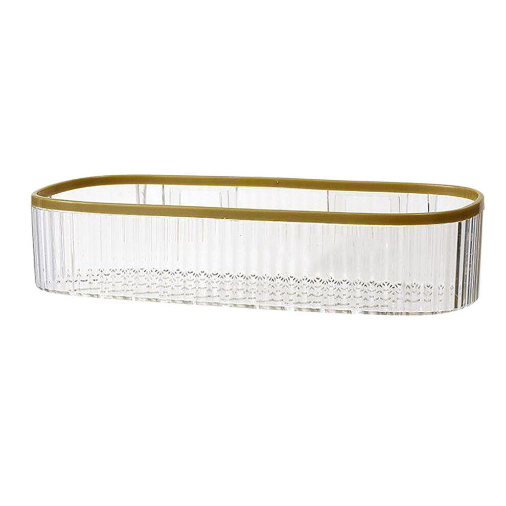 Plastic Wall Mount Organizer Punch Free Transparent White Adhesive Clear Organizer for Bathroom Kitchen Living Room
