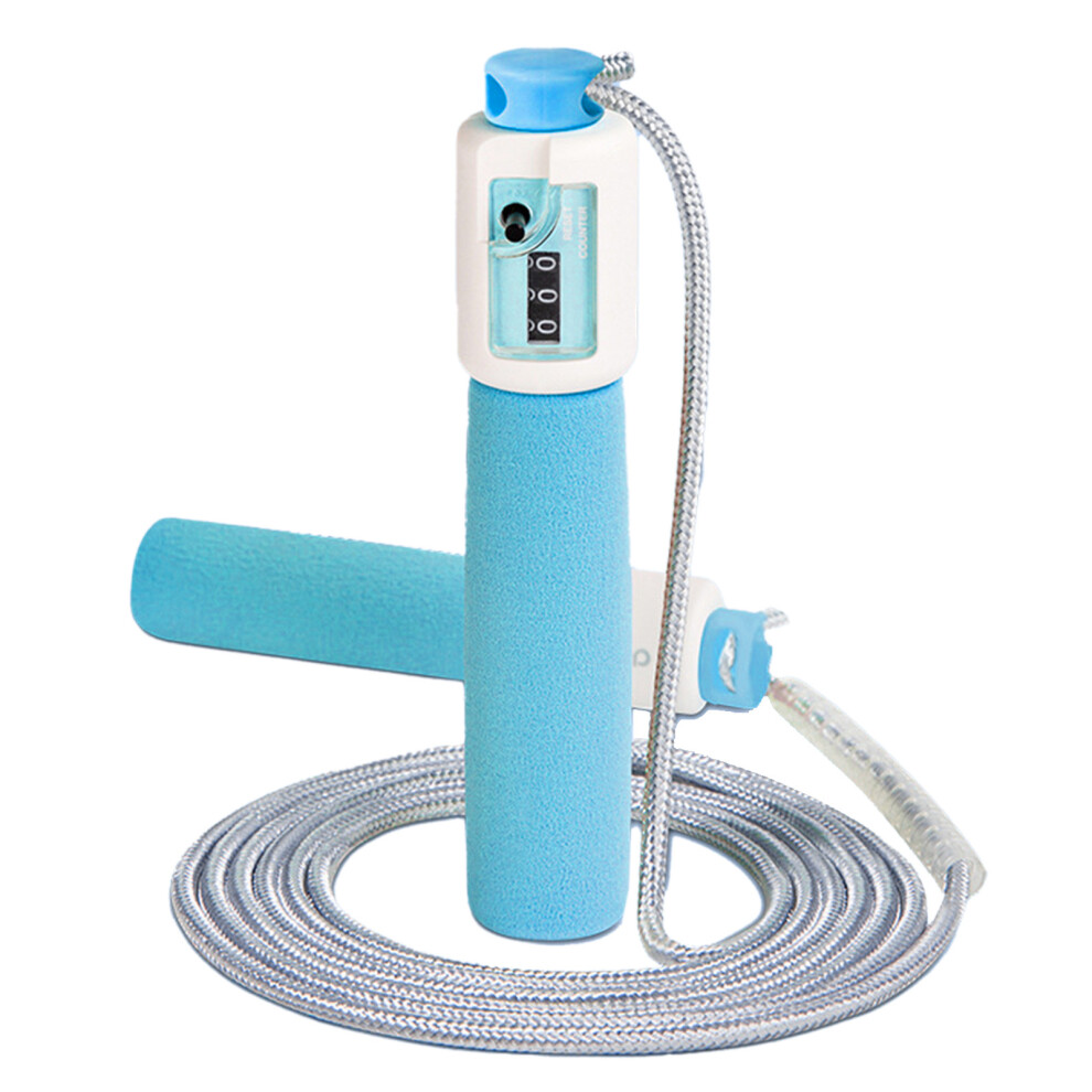 Jump Rope with Counter Adjustable Skipping Rope Rapid Speed Jumping Rope Cable for Tests and Competitions Blue