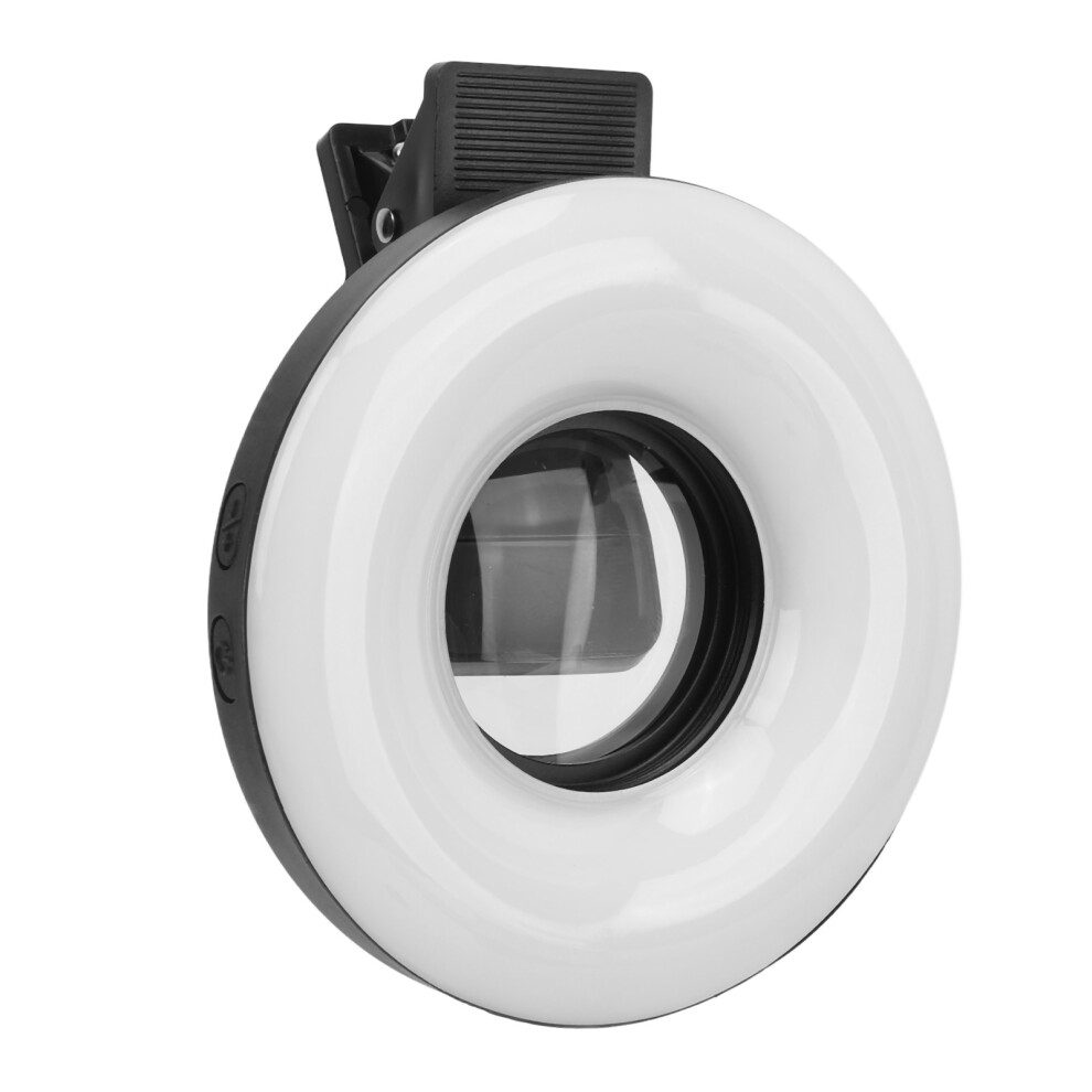 Macro Lens With Mini Clip Ring 15X Zoom 3000Kâ6500K 5 Adjustable Brightness For Phone Photography Video Recording Light/Black 9371314756046