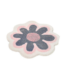 (White) Flower Round Rug Super Soft Flocking Plush Floor Rug Living Room Non Slip Carpet Sofa Bedside Rugs Baby Crawling Mat Doormat Rug
