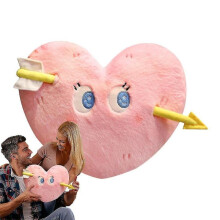 (Pink) Heart Throw Pillow Cartoon Valentine's Day Throw Pillow Cute Stuffed Pillow For Bed Couch Car Cute Stuffed Pillow For Accompany