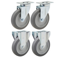 SES Brand 5 tommer ikke-m?rkende gummi | S?t med fire reservehjul, der er kompatible med vogne og lastbiler i Rubbermaid 4600- og 4700-serien
