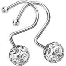Silver Metal Shower Curtain Hooks Rings, Chrome Metal Shower Hooks for Shower Curtain Liner, Hollow Ball Rust Proof Shower Rings for Curtain Accessori