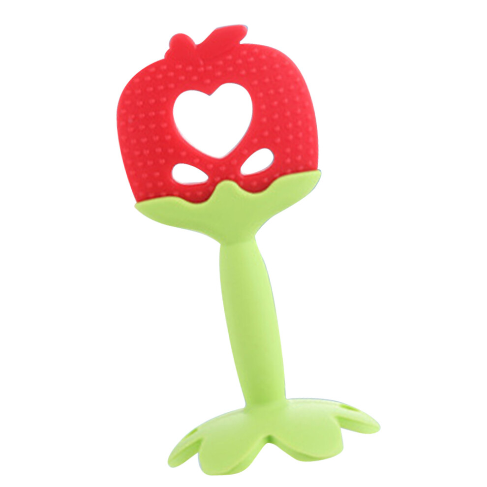 Baby Teether Toy Fruit Shape Teething Silicone Soothe Babies Gums Washable Teether Toy for Infant Newborn Apple