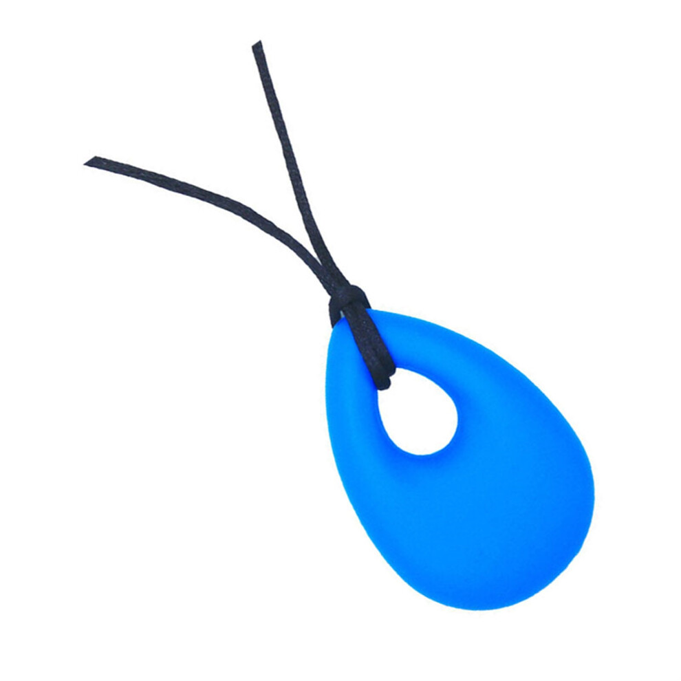 Safe Exquisite Baby Chew Necklace Soft Silicone Teardrop Pendant Teething Necklace Sensory Toy Skyblue