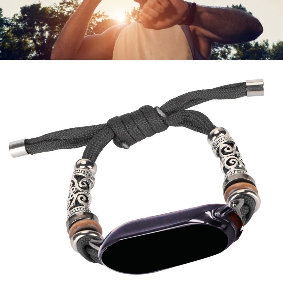 Smartwatch Replacement Wristband Stylish Hand Woven Nylon Elastic Replacement Band For Xiaomi Mi Band 8 Black 9361314771361