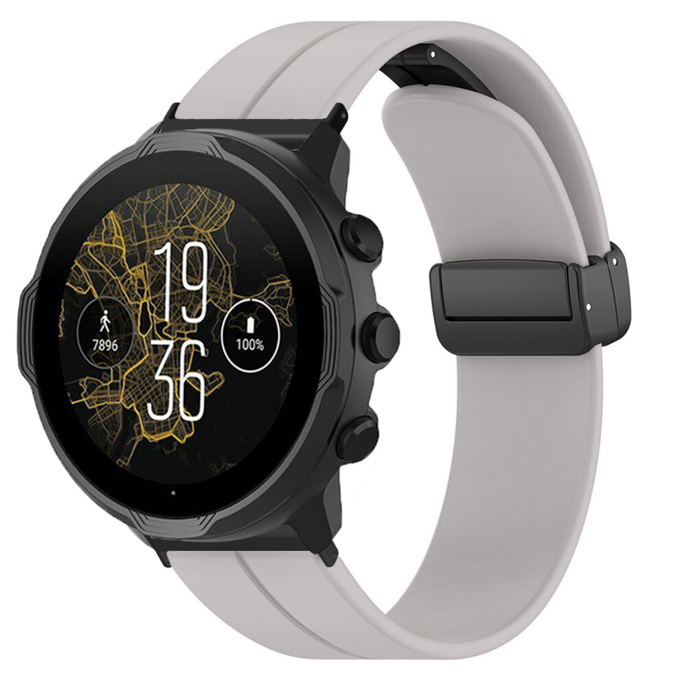 Silicone Band Quick Release Sports Watch Bands With 24Mm Magnetic Folding Buckle Fit For Suunto 7 9 D5i Grey 7891314771495