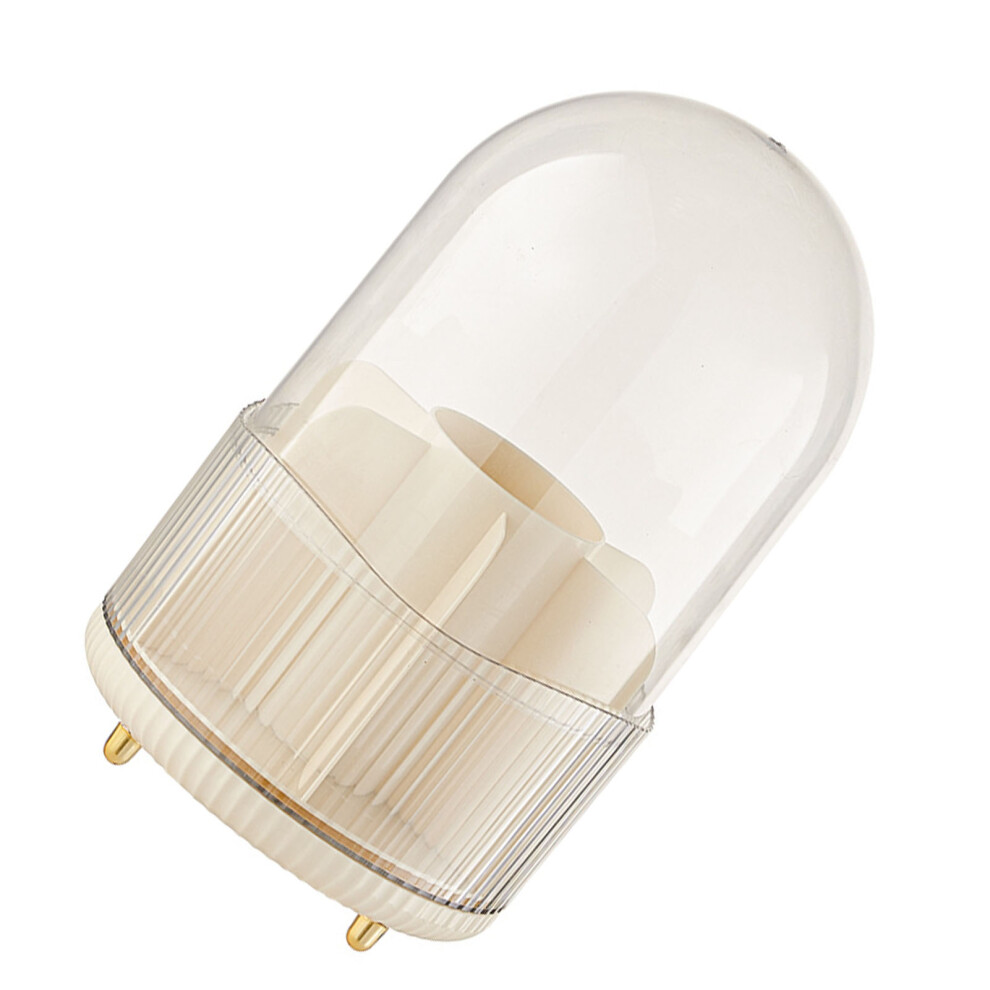 Makeup Brush Storage Box Rotating Cosmetics Display Case Dustproof Make Up Brushes Storage Bucket with Clear Lid Milky White-image-OPC-PHQY6NK-NEW