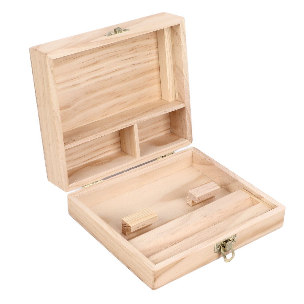 Stash Box with Rolling Tray 4 Compartments Safe Storage Sustainable Wooden Smoking Box for Herbs Jewelry