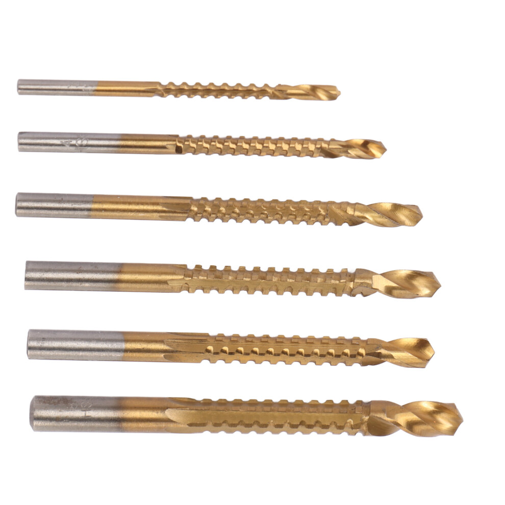 6 Pcs Spiral Saw Drill Bit 3 To 8Mm Hss Serrated Side Cutting Drill Bits For Wood Metal Plastic 3141314779828