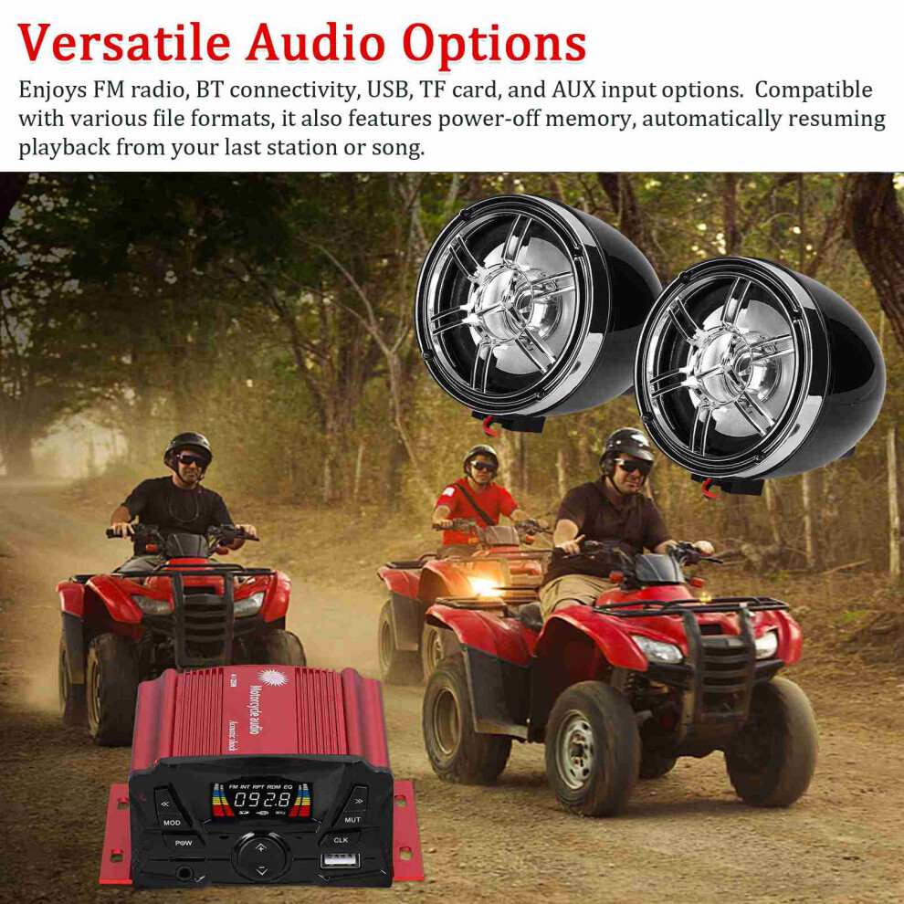 Motorcycle Antitheft Bluetooth Speaker 4 Channel High Power Fm Radio Mp3 Stereo Speakers With Lcd Display 7651314782897