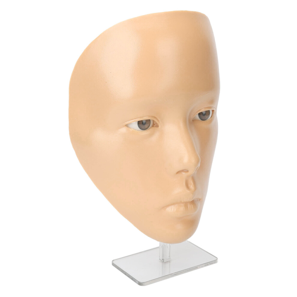 Makeup Practice Face with Plastic Stand 5D Silicone Full Face Makeup Practice BoardReusable Mannequin Tool for Beginner White Skin Color