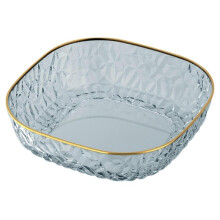 (Blue) Fruit Plate Translucent Diamond-texture Light Luxury Large Capacity Fruit Plate Versatile Elegant