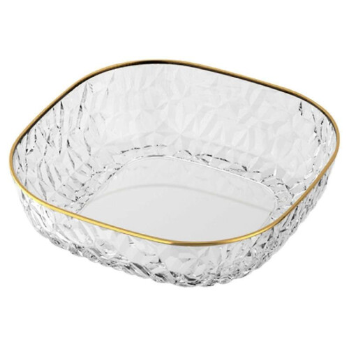 (White) Fruit Plate Translucent Diamond-texture Light Luxury Large Capacity Fruit Plate Versatile Elegant