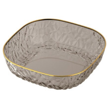 (DarkBrown) Fruit Plate Translucent Diamond-texture Light Luxury Large Capacity Fruit Plate Versatile Elegant