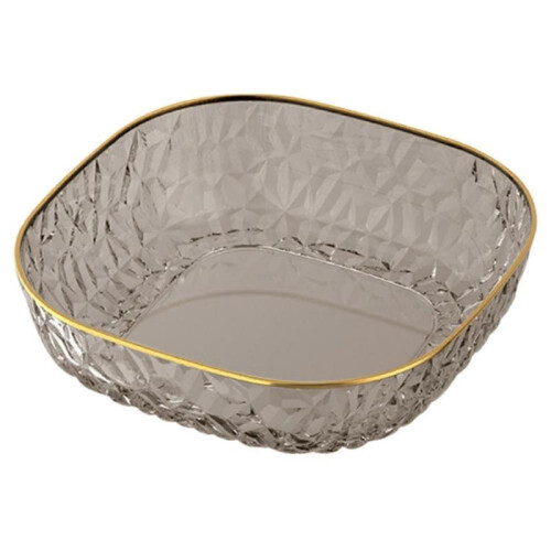 (DarkBrown) Fruit Plate Translucent Diamond-texture Light Luxury Large Capacity Fruit Plate Versatile Elegant