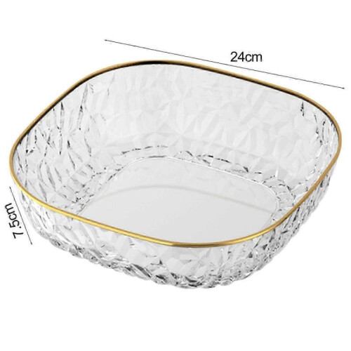 (White) Fruit Plate Translucent Diamond-texture Light Luxury Large Capacity Fruit Plate Versatile Elegant 2
