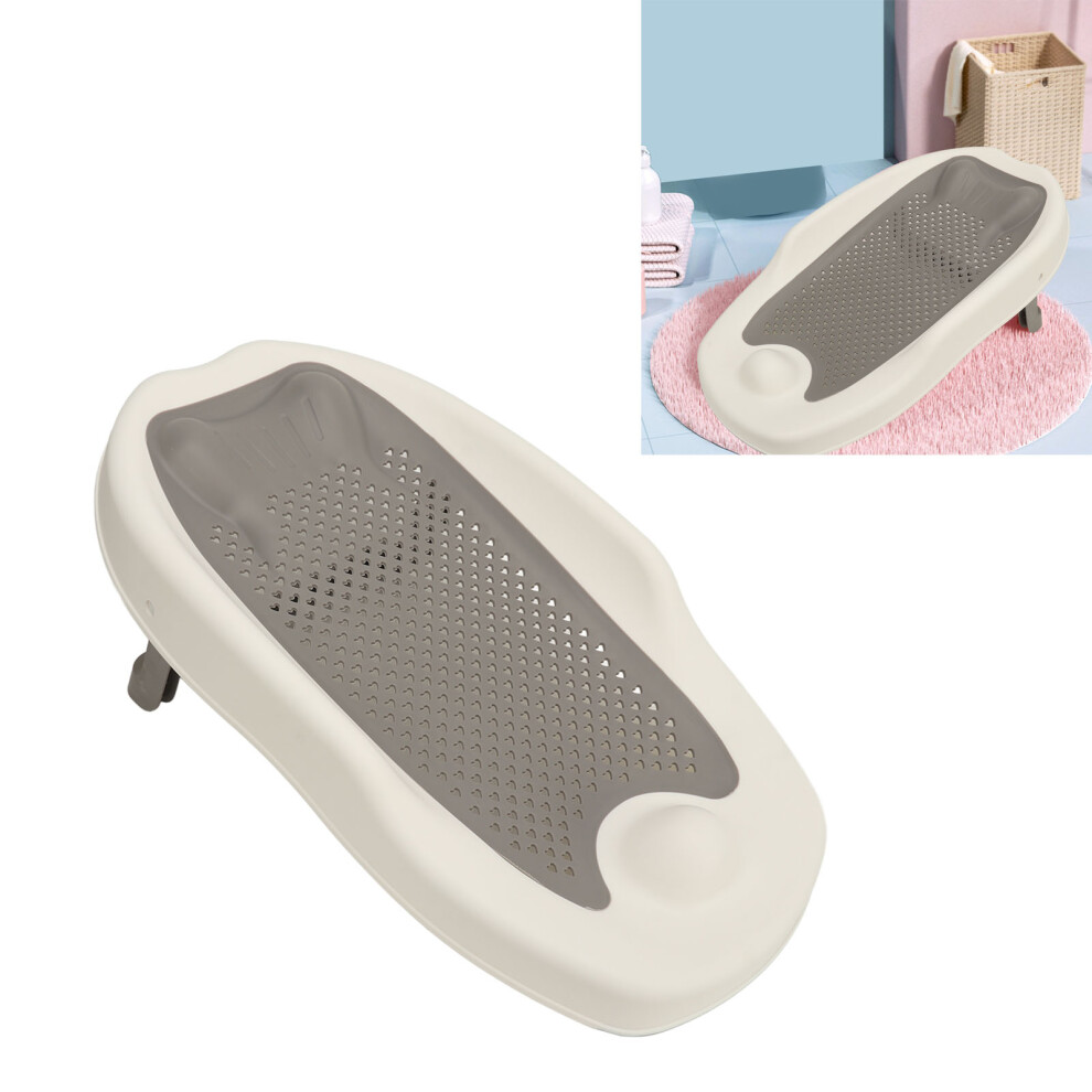 Baby Bath Support Home Foldable Ergonomic Heart Shaped Hollow Pattern Infant Bathtub Holder Rack Gray
