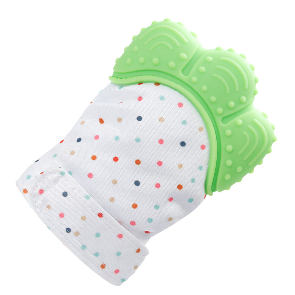 Baby Teething Gloves Safe Silicone Prevent Scratches Stimulating Teether Glove Sound Toy for Infants Children Green