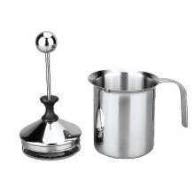 Stainless Steel Hand Milk Frother, Manual Operated Milk Foam Maker, Cappuccino And Latte Coffee Frother 400ml1pcs, Silver)
