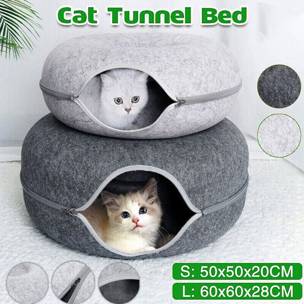 Cat Tunnel Bed for Indoor Cats Cat Toy Donut Cat Bed Durable Dual-Function Design Scratch Resistant- Suitable for Cats Rabbit Small Animal