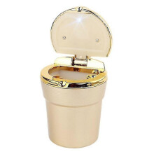 (Gold) Universal Ashtray With Led Lights And Cover Creative Personality Covered Car Inside The Car Multi-fu