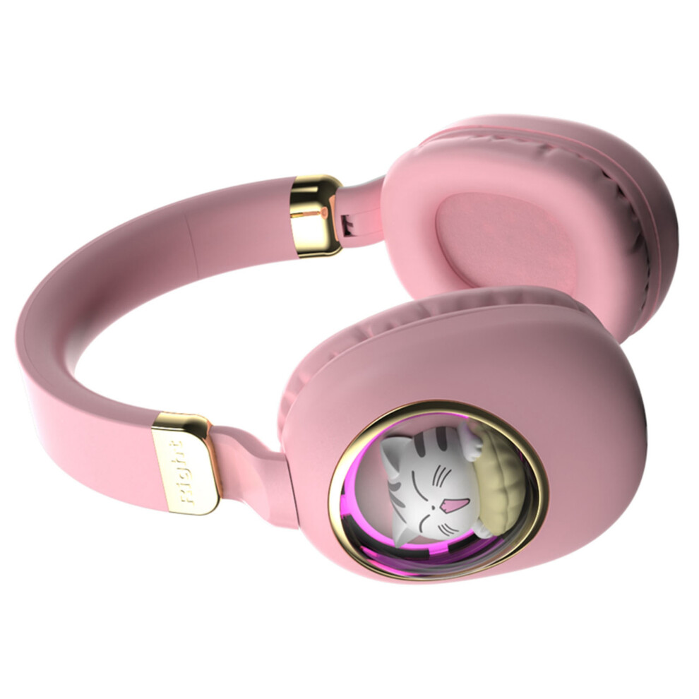 Cute Cartoon Wireless BT5.3 Headphones Over Ear Gaming Headset Cute Animal Design AUX IN Wired Earphone with Colorful Atmosphere Light Fold-image-OPC-PHQY87R-NEW