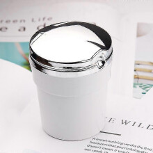 (WHITE) Universal Ashtray With Led Lights And Cover Creative Personality Covered Car Inside The Car Multi-fu