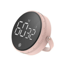 (Pink) Productivity Time Management Rotary Digital Magnetic Quiet Kitchen Timer