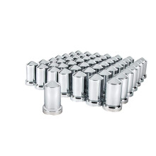 United Pacific 10117CB - Wheel Lug Nut Cover Set - 33 mm x 3 3/16 """" Chrome Plastic Point m?trikafd?kning med flange - Push -on