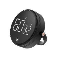 (Black) Productivity Time Management Rotary Digital Magnetic Quiet Kitchen Timer