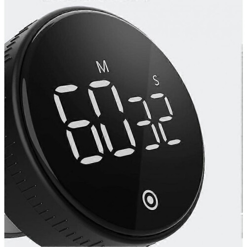 (Black) Productivity Time Management Rotary Digital Magnetic Quiet Kitchen Timer 2