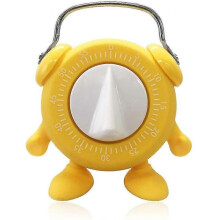 (Yellow) Kitchen Timer, For Baking Teaching Cooking Egg Potty Training Cute 60 Mins Twist Wind-up Timer With Ring Alert, No Battery