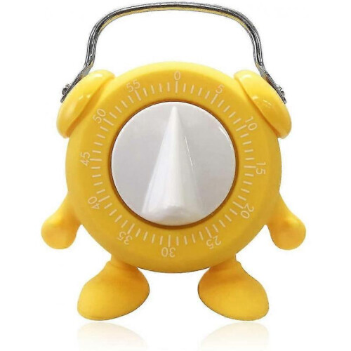 (Yellow) Kitchen Timer, For Baking Teaching Cooking Egg Potty Training Cute 60 Mins Twist Wind-up Timer With Ring Alert, No Battery