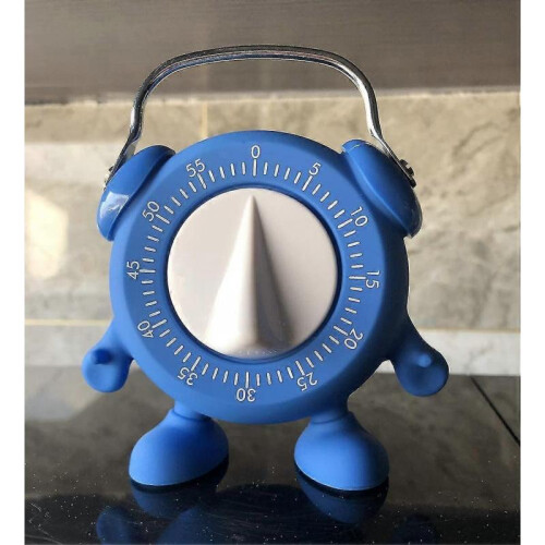 (Blue) Kitchen Timer, For Baking Teaching Cooking Egg Potty Training Cute 60 Mins Twist Wind-up Timer With Ring Alert, No Battery 1